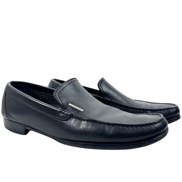 Ermenegildo Zegna Hand Made Leather Loafers Plain Toe Black SIze 10D - Picture 1 of 10